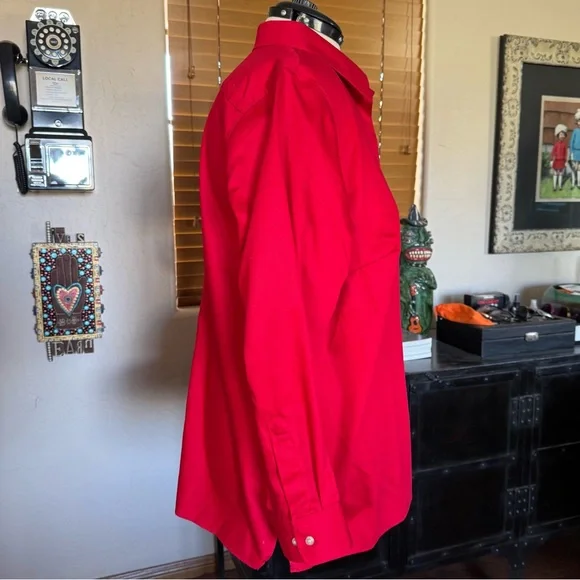 NWOT Lands’ End red 100% cotton button front shirt 2X - Picture 5 of 11